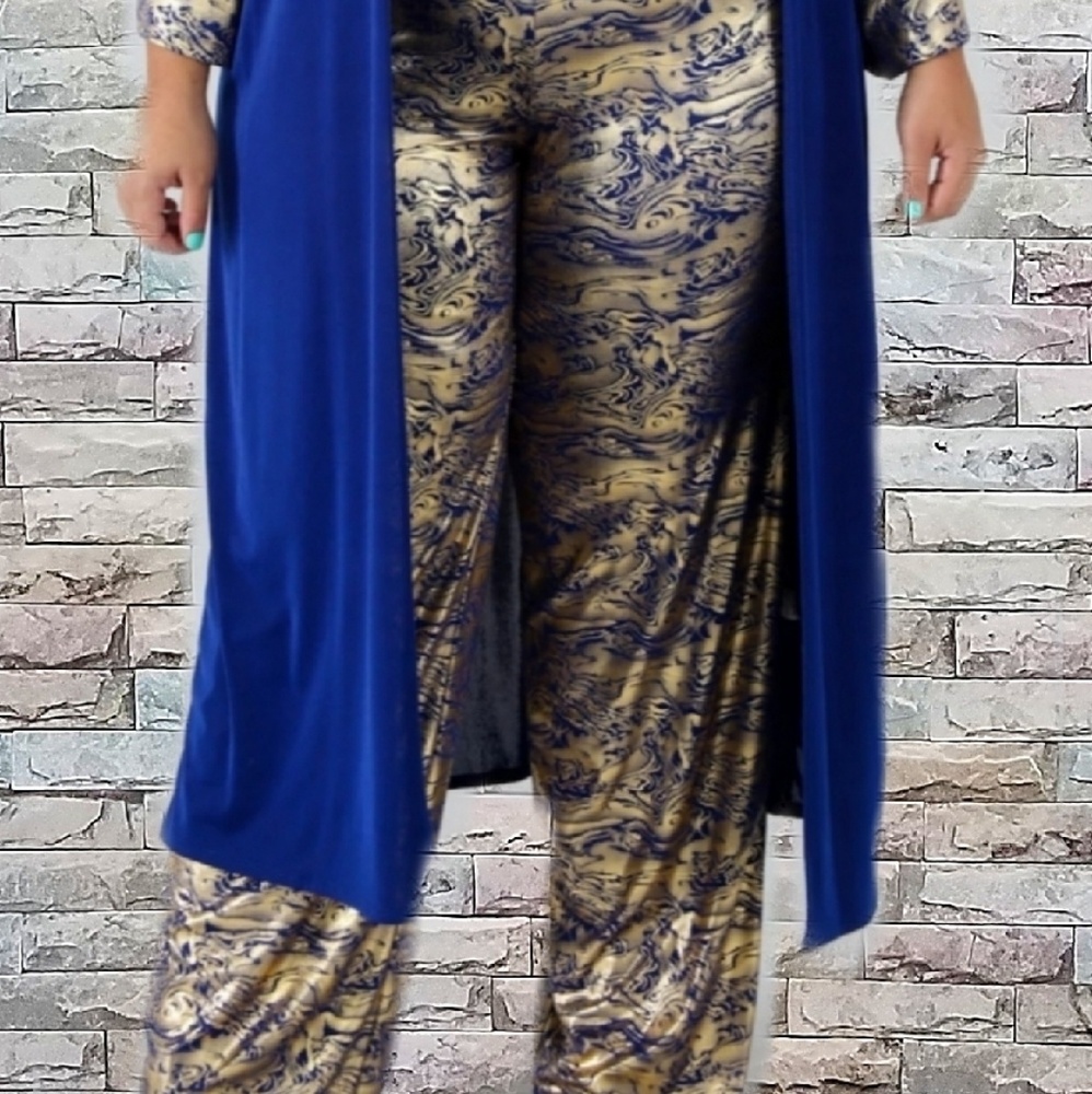 Plus Size Royal Blue/ Gold 3 Piece Set - Picture 2 of 8